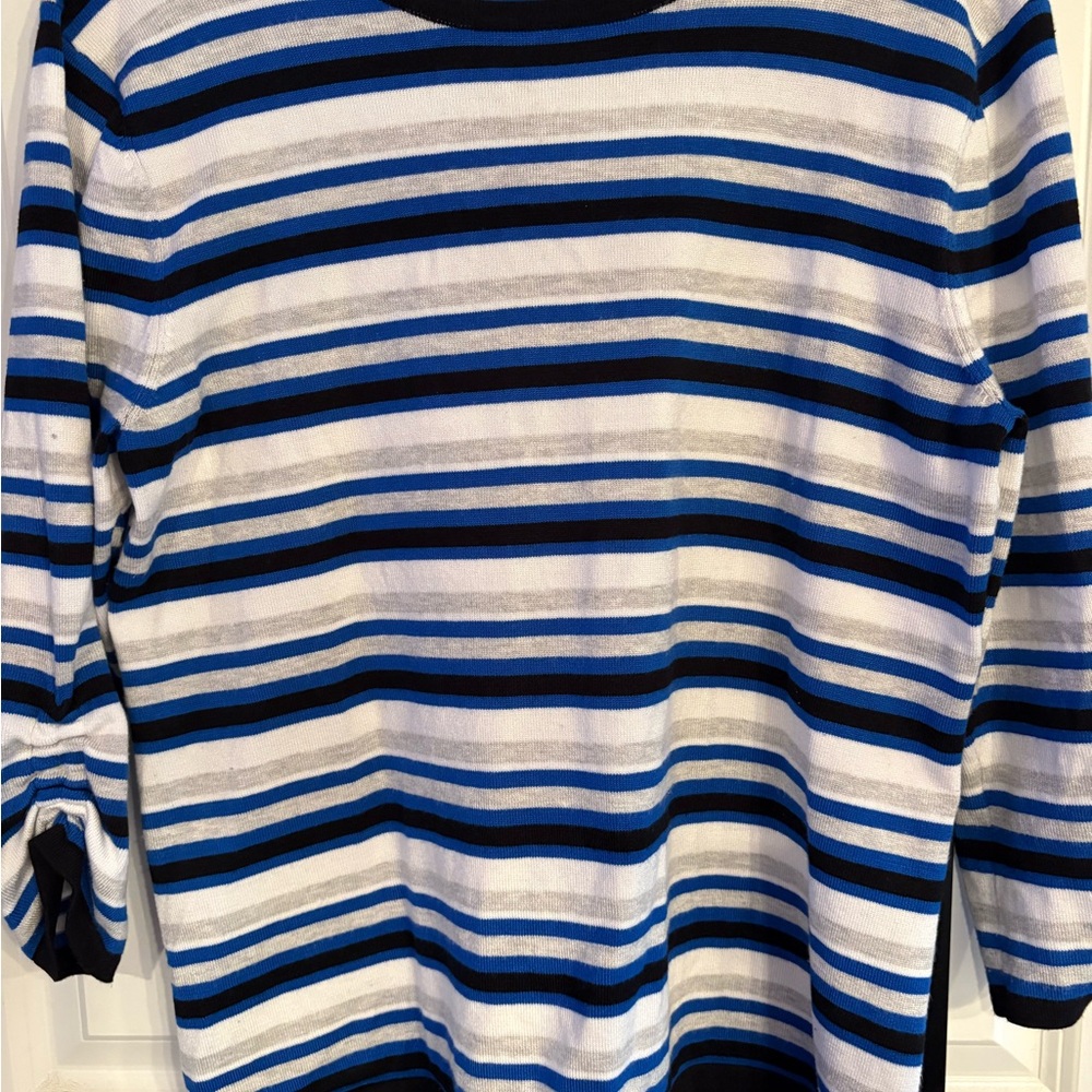 Investments Women's Striped Crew Neck Sweater - Blue, Black, White